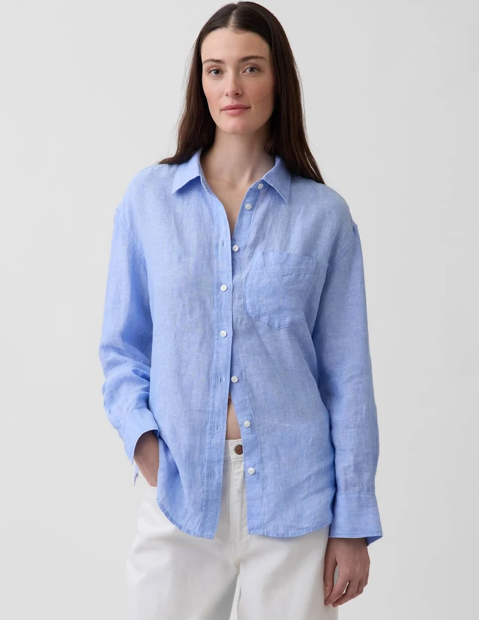top Gap Women's Oversized Linen Shirt Gap $79.95