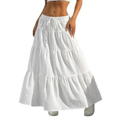 skirt Garvee Women's High Waisted Flowy Tiered Maxi Skirt with Drawstring Target $35.99