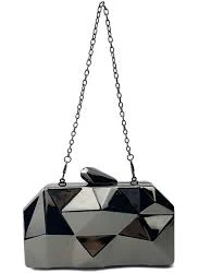 bag Geometric Faceted Hardcase Clutch MNBF137 - Black missord $28.34