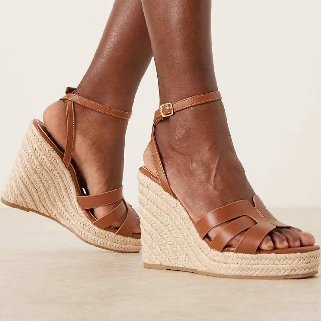 shoes Glamorous Wide Fit Wedge Heeled Espadrille Sandals ASOS $49