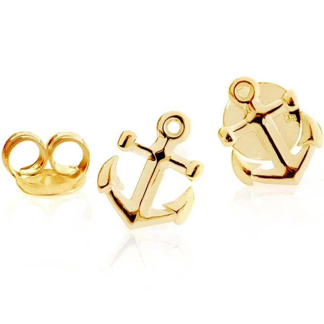 accessory Gold Vermeil Anchor Stud Earrings Jet Set Candy $58