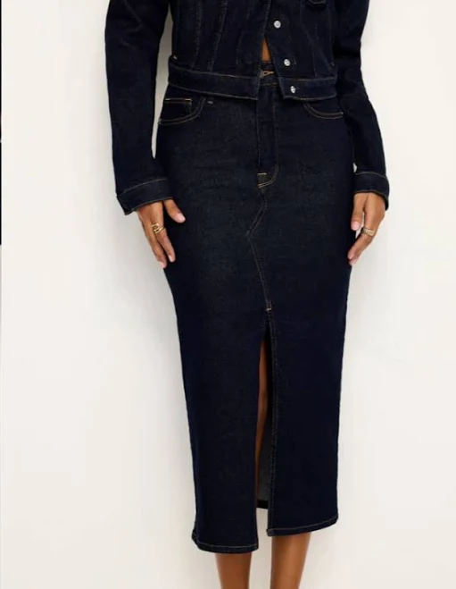 skirt Good American Skirts Good American Front Slit Midi Indigo Denim Skirt Modblu $185