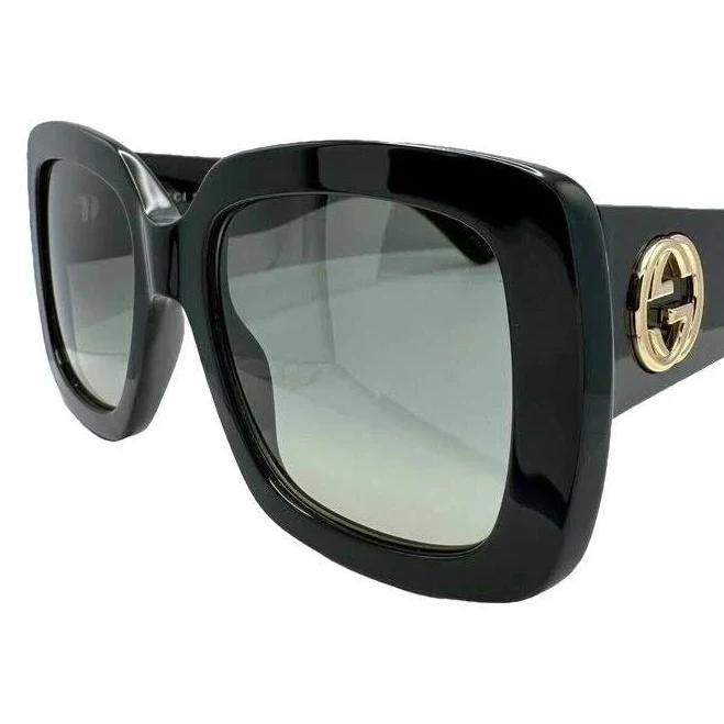 accessory GUCCI Black Square Acetate Oversized Sunglasses Gold GG Vestiaire Collective $350