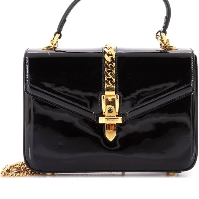bag Gucci Women's Mini Sylvie Patent Leather Shoulder Bag Macy's $819