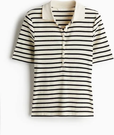 top H&M Ladies Ribbed Polo Shirt H&M $17.99