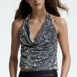 halter top H&M Ladies Sequined Halterneck Top H&M $24.99