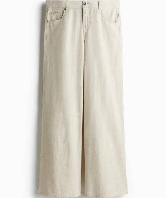 bottoms H&M Ladies Wide-Leg Linen-Blend Pants H&M $24.99