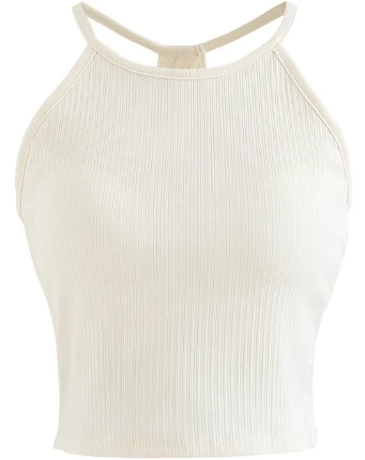 halter top Halter Neck Racer Back Ribbed Top Chicwish $19.9