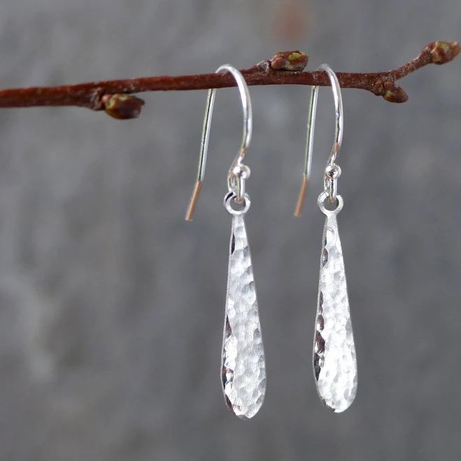 accessory Hammered Silver Drop Earrings Etsy - Seller $27.61