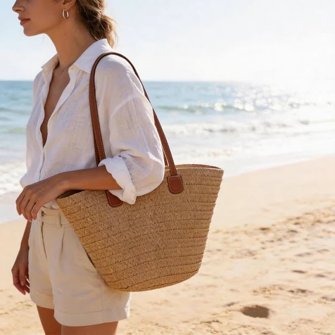 bag Handmade Straw Bag with Leather Handles Etsy - Seller $24.85
