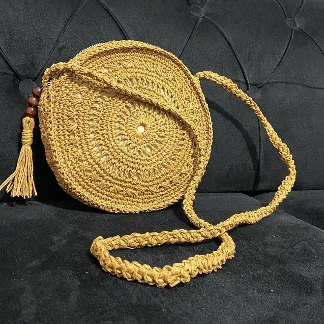 bag Handmade Woven Round Raffia Crossbody Bag Etsy - Seller $65.39
