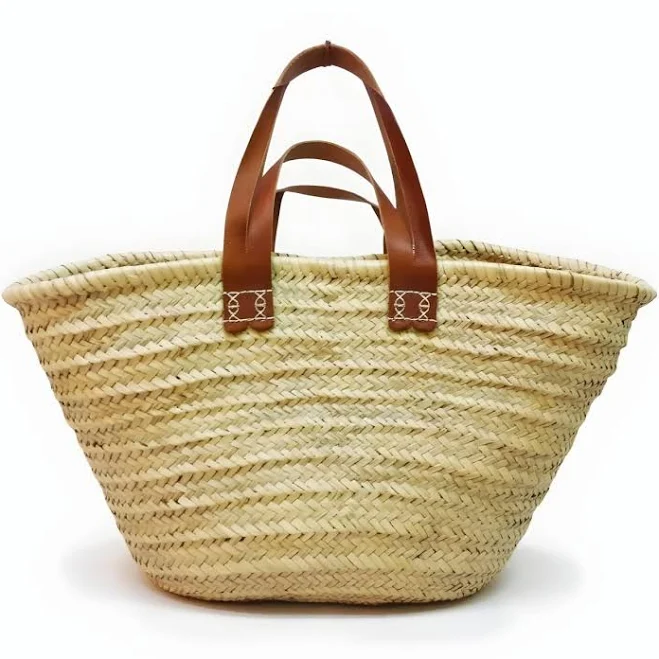 bag Handwoven Straw Tote Bag with Dual Leather Handles Marrakeche Crafts $75