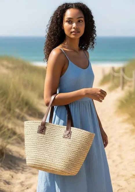 bag Handwoven Straw Tote Bag with Leather Strap Etsy - Seller $30.76