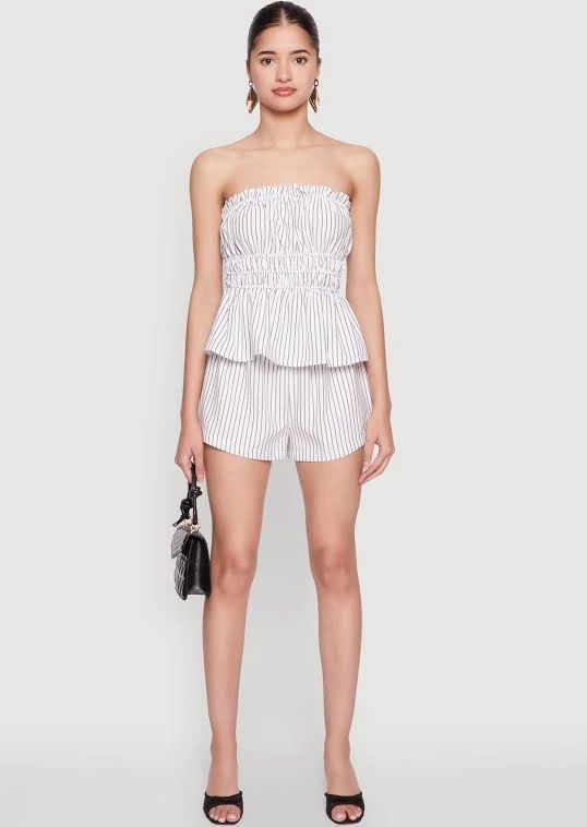 shorts Haute Monde Pinstripe Paper Bag Waist Shorts Rainbow Shops $3