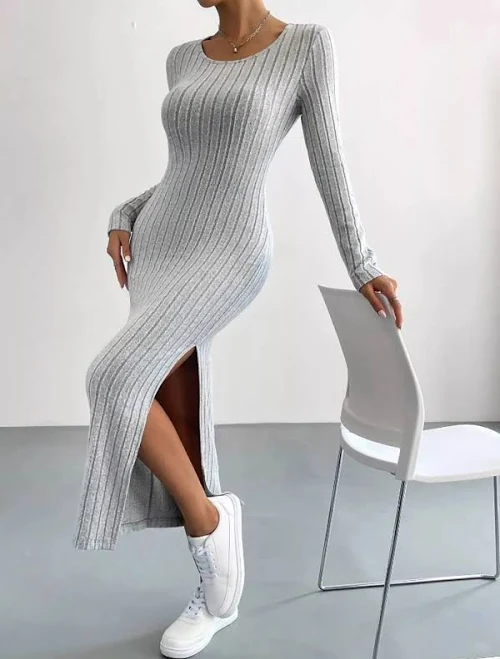 dress Hazel Blues Ribbed Knit Bodycon Midi Dress Hazel Blues $41