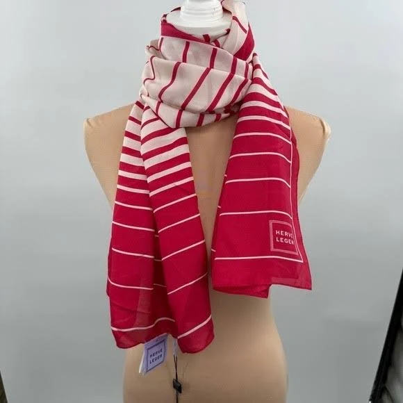 accessory Herve Leger 100% Silk Striped Scarf Red White Os With Tags eBay - debscloset13 $34.99