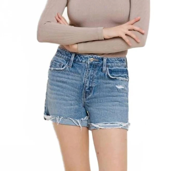 shorts High-Rise Cuffed Denim Shorts ShopSimon $42.25