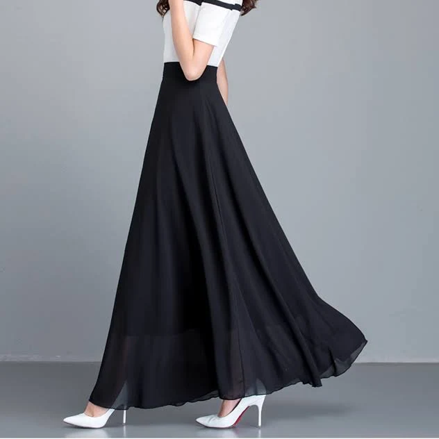 skirt High Waist A-Line Flare Chiffon Maxi Skirt Etsy - Seller $74.83
