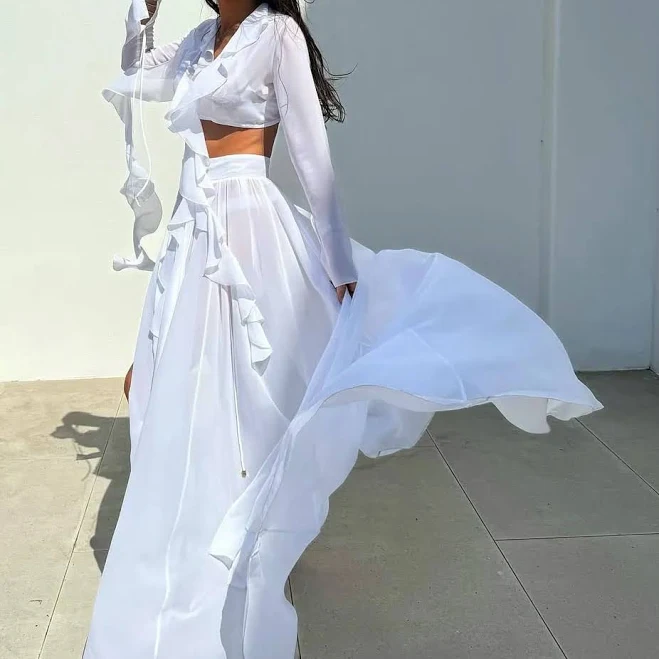 skirt High-Waist A‐Line Slit Chiffon Skirt AliExpress $29.74