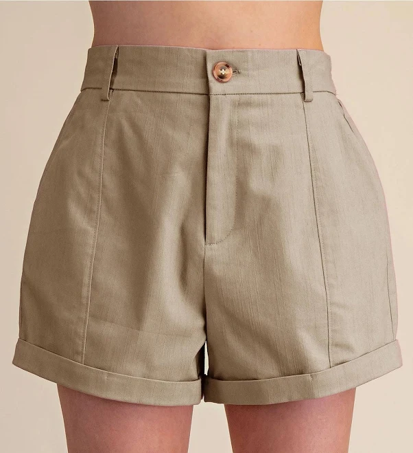 bottom High Waist Rolled Cuffs Hem Tailored Shorts A Little Bird Boutique $32