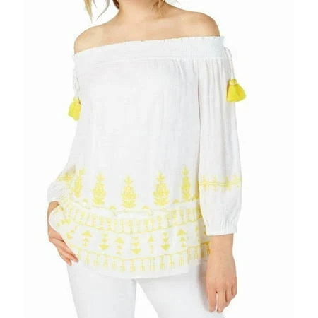 off-shoulder top INC International Concepts Women's Smocked Embroidered Off-The-Shoulder Top Walmart - Buy Outlet $38.8