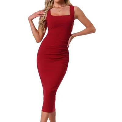 bodycon dress Inspire Chic Women's Elegant Square Neck Sleeveless Waisted Ruched Bodycon Midi Target $35.99