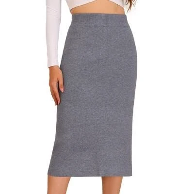 skirt Inspire Chic Women's High Waist Stretchy Rib Knit Sweater Skirt with Slit Hem Target $42.99