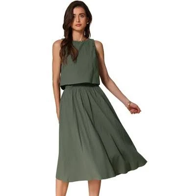 matching set Inspire Chic Women's Sleeveless Crew Neck High Waist Midi Skirt Set Target $45.99
