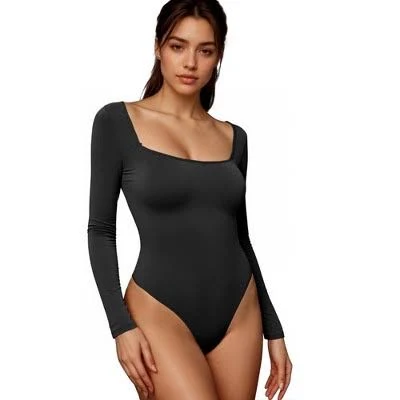 top Inspire Chic Women's Slim Fit Long Sleeve Bodysuit with Tummy Control Target $17.99