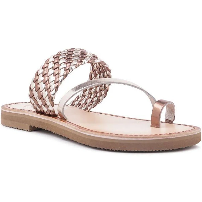 shoes ISIDORA Women's Braided Leather Flat Sandals Kohl's $29.99
