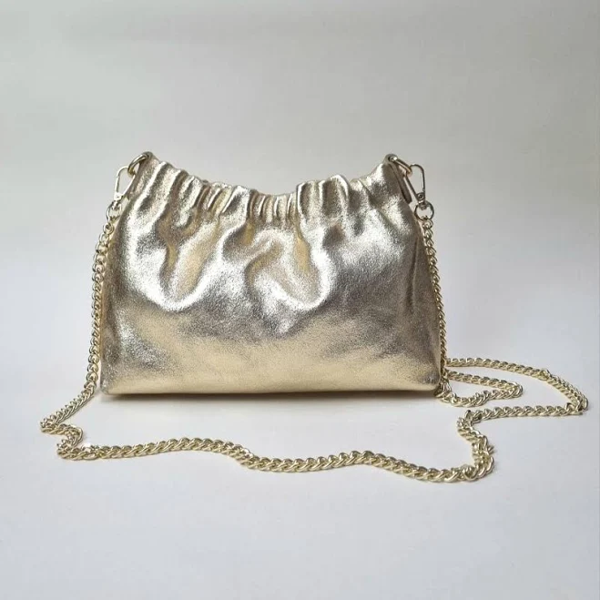 bag Italian Leather Metallic Gold Crossbody Clutch Bag Etsy - Seller $51.55