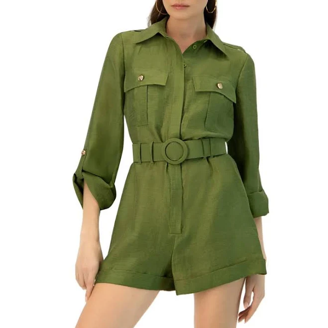 jumpsuit Ivonne Belted Linen Romper with Cargo Patch Pockets Nordstrom $189