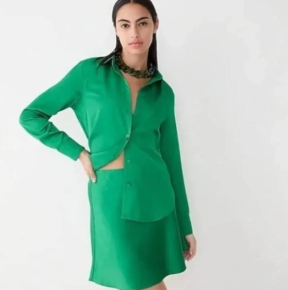 mini skirt J. Crew Mini Bias Satin Pull On Slip Skirt Women’s Size Medium Kelly eBay - maisonavenir $40