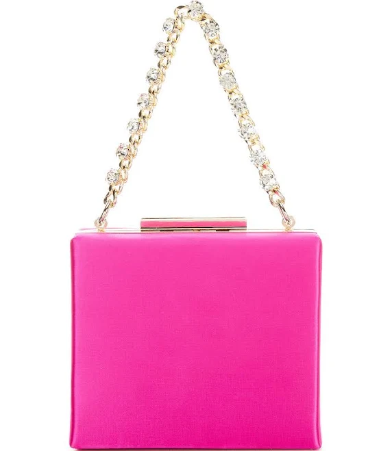 bag Jewel Badgley Mischka Billie Mini Satin Box Clutch with Rhinestone Wristlet Dillard's $86