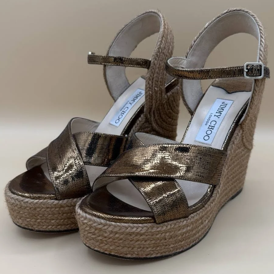 shoes Jimmy Choo Bronze Metallic Espadrille Platform Sandals eBay - magaz-store $99.99