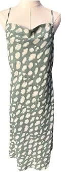 dress JO + CO Sage Green Satin Slip MIDI Dress Adjustable Spaghetti Straps M eBay $15.99