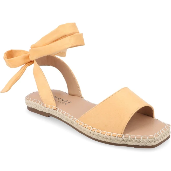 shoes Journee Collection Women's Emelie Espadrille Flat Sandals - Orange - Size 7W Macy's $50.4