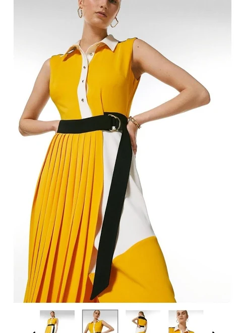 shirt dress Karen Millen Colorblock Soft Pleated Shirt Dress, Us Size 4. Yellow eBay $115