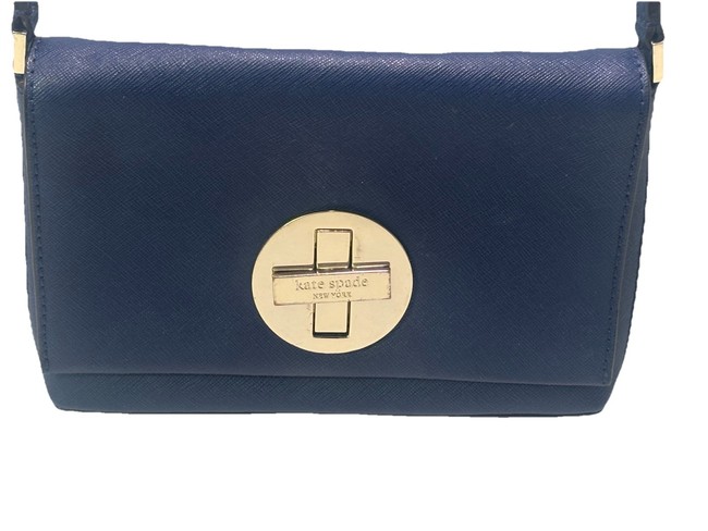 bag Kate Spade New York Navy Saffiano Leather Crossbody Turn Lock Bag Gold Hardware eBay $39.99