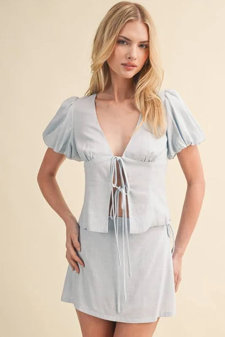 matching set Klesis Luna Linen Skirt Set The Swank Company $58