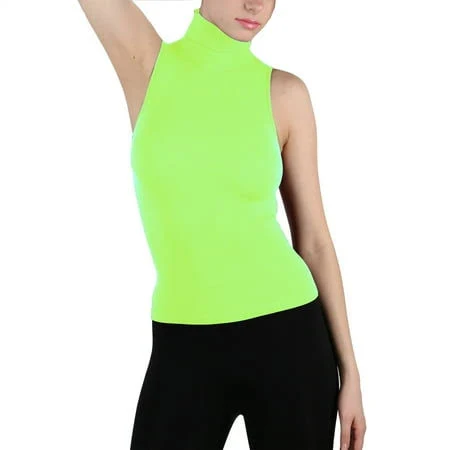 top Kuda Moda Seamless Ribbed Mock Neck Sleeveless Top for Women Slim Fit Body Shaping Shirt Walmart - Kamikaze Sports $12.95