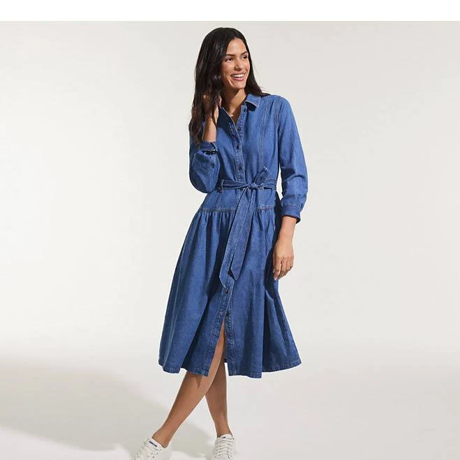shirt dress Lands' End Women's Denim Button Front Midi Shirt Dress Lands' End $67.47