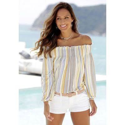 off-shoulder top Lascana Womens Smocked Off Shoulder Top yellow Stylight Inc. $49.95
