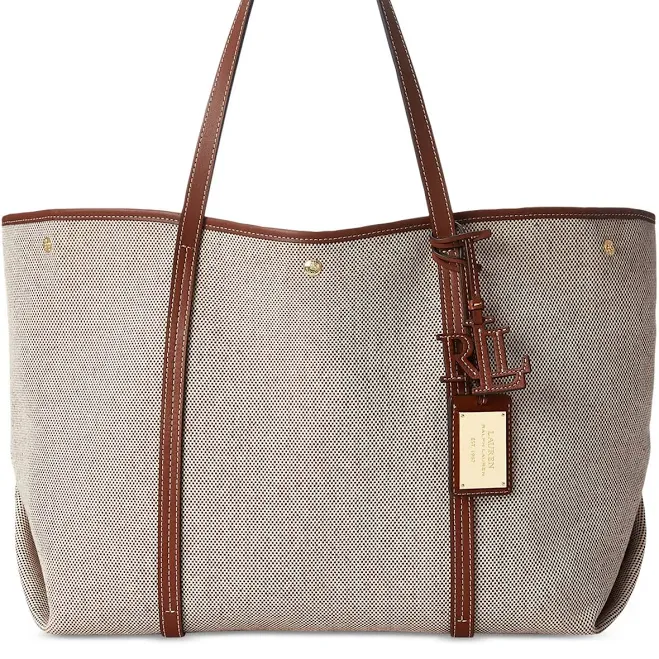 bag Lauren Ralph Lauren Emerie Canvas and Leather Extra Large Tote Macy's $275