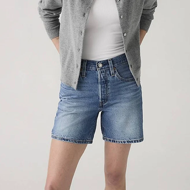 bottom Levi's 501 Original Fit Mid-Thigh Lightweight Women's Shorts - Medium Wash 23 Levi's $69.5