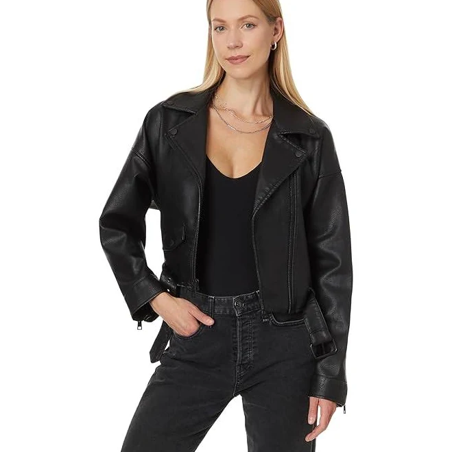 outerwear Levi's Relaxed Crop Faux Leather Moto Jacket Women's Zappos.com $83.68