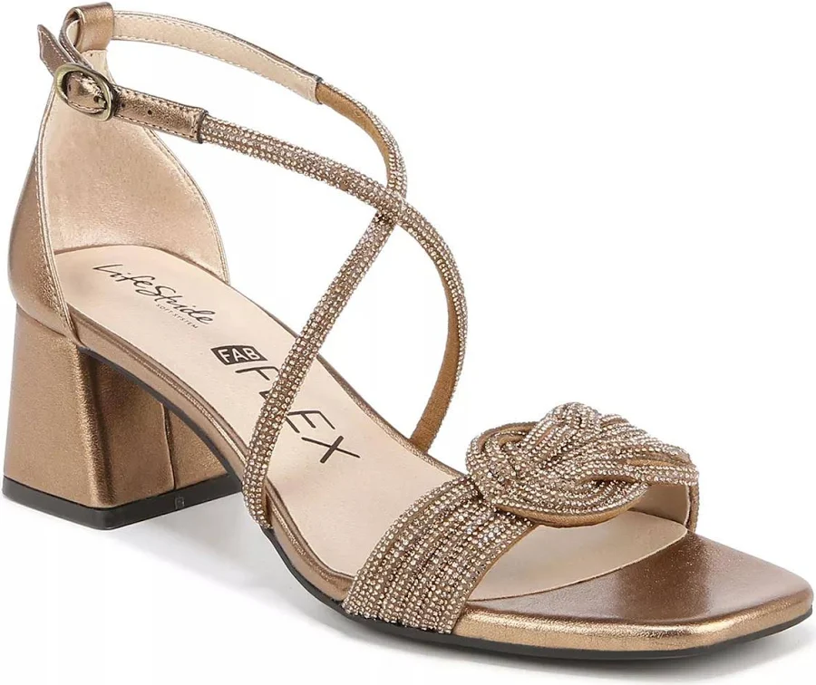 shoes LifeStride Wide Width Captivate Sandal | Women's | Bronze | Size 6 | Heels | Sandals | Ankle Strap DSW $79.99