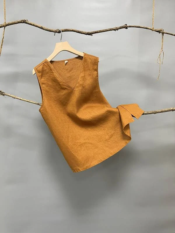 top Linen V-Neck Tank Top Etsy - Seller $52.99