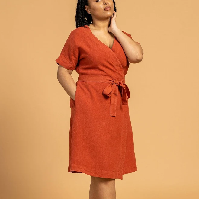 dress Linen Wrap Dress Midi menique.com $149.95