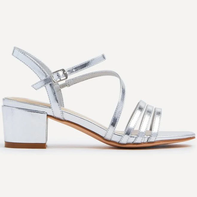 shoes linzi Silver Faux Leather Strappy Heeled Sandal 2026 | Shoes Brasserie de Mai $8